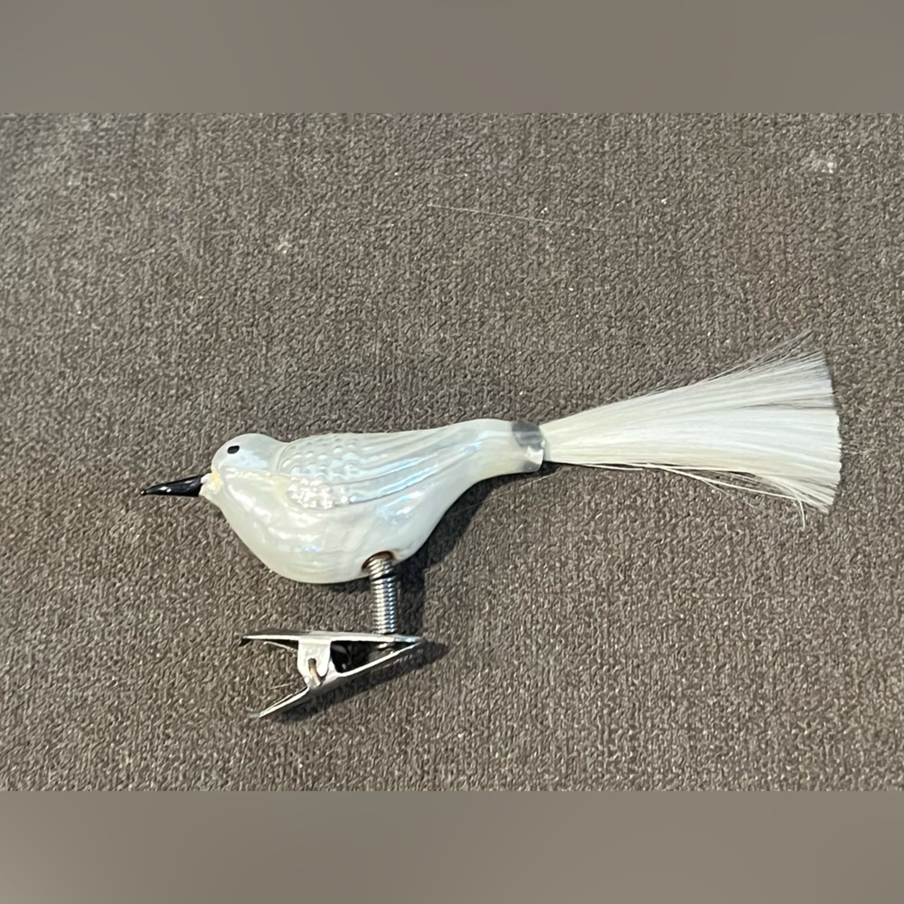 White Bird tree clip.  Vintage mercury glass